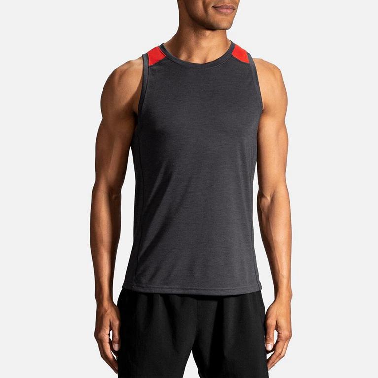 Brooks Distance Running Tank Top - Men's - Grey (14362-UXWN)